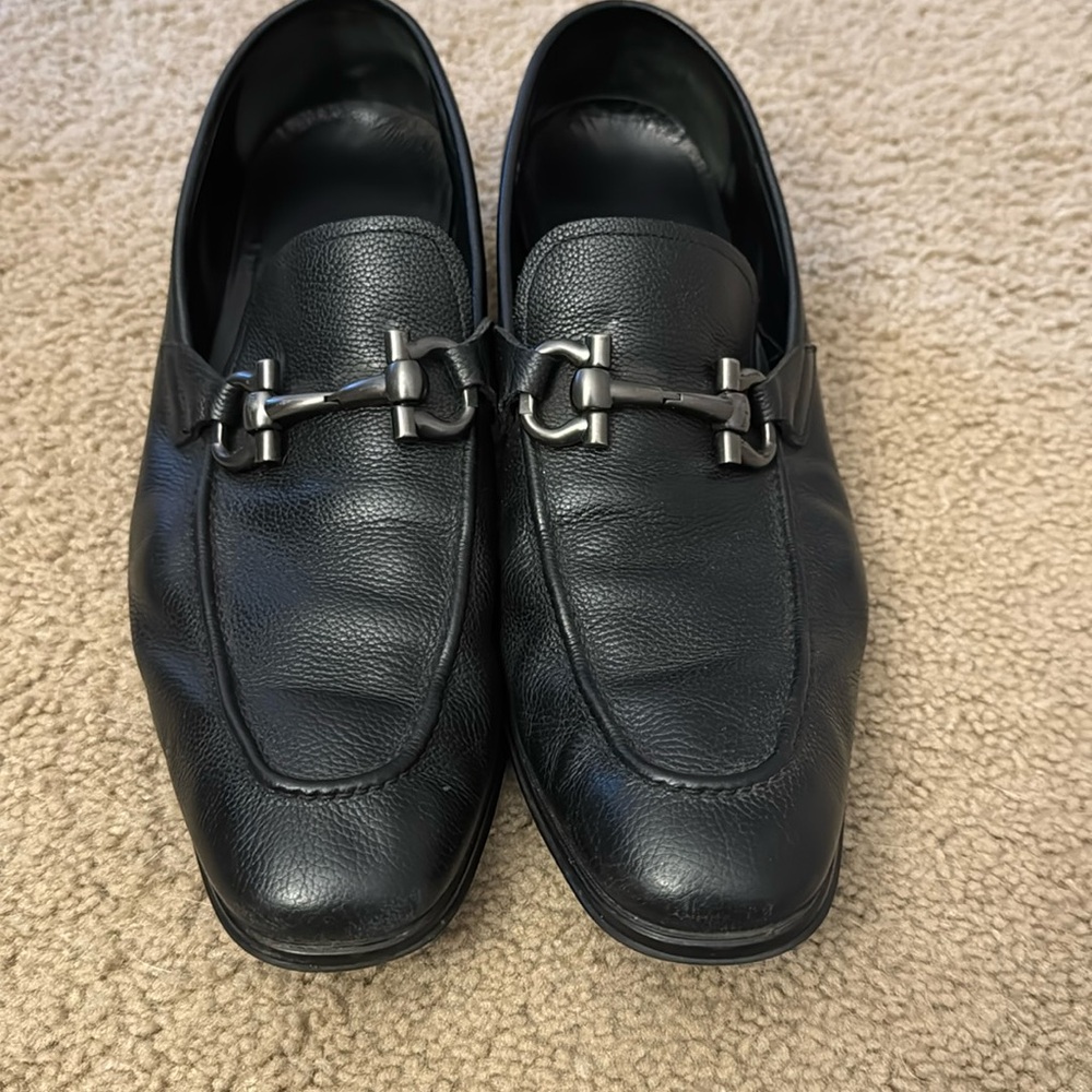 Men’s Black Salvatore’s Ferragamo Dress Shoes size 11w-Normal Wear & Tear
